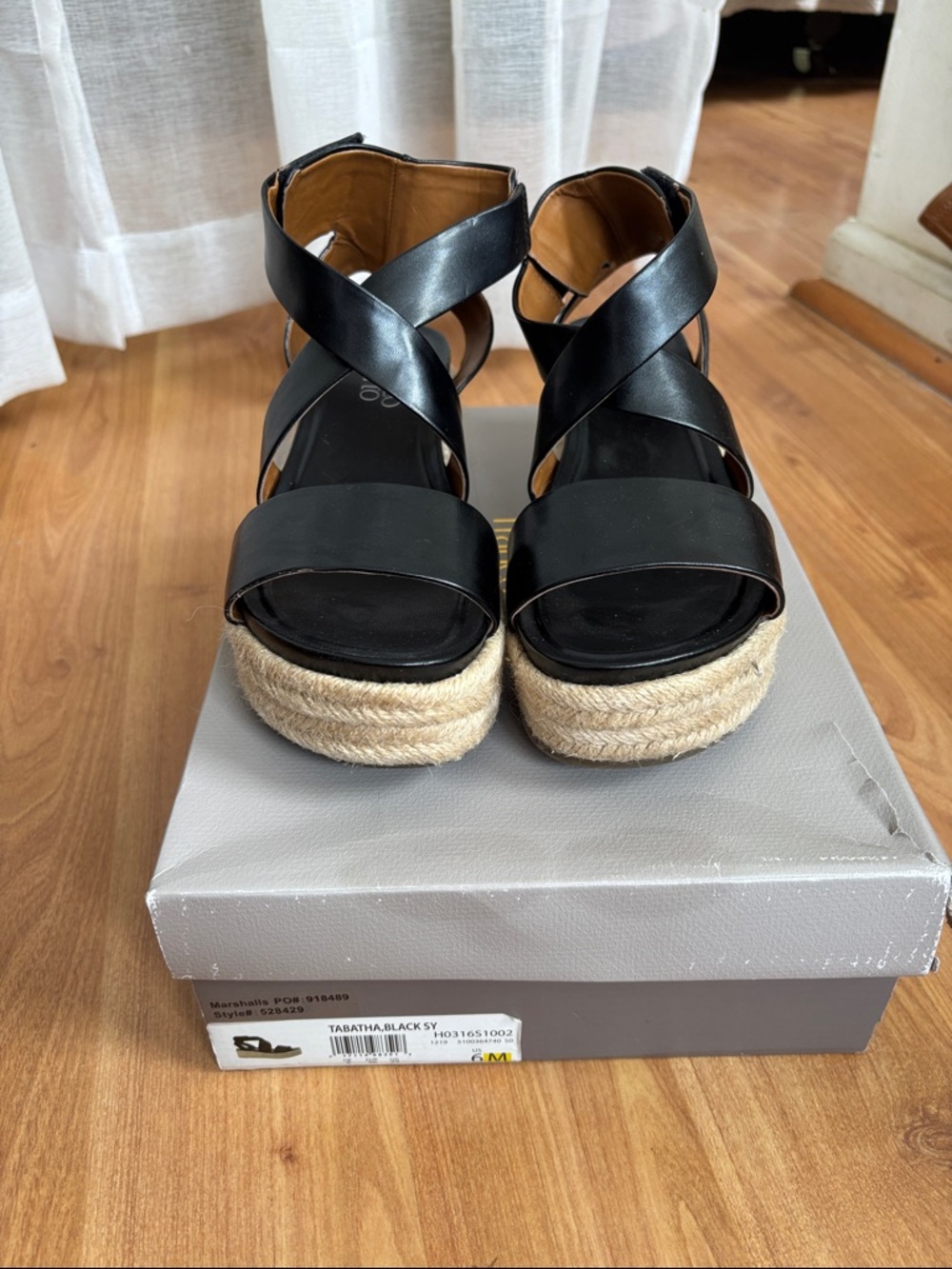 Black Espadrille Franco Sarto Platform Wedge Sandals -